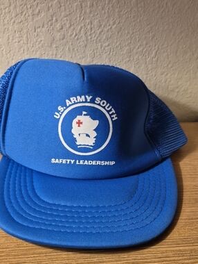 U.S. Army Blue Cap with Gold Emblem and Red Cross Vintage